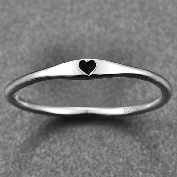 AVECON 925 Sterling Silver Simple Carve Heart Wedding Band - Picture 2 of 5